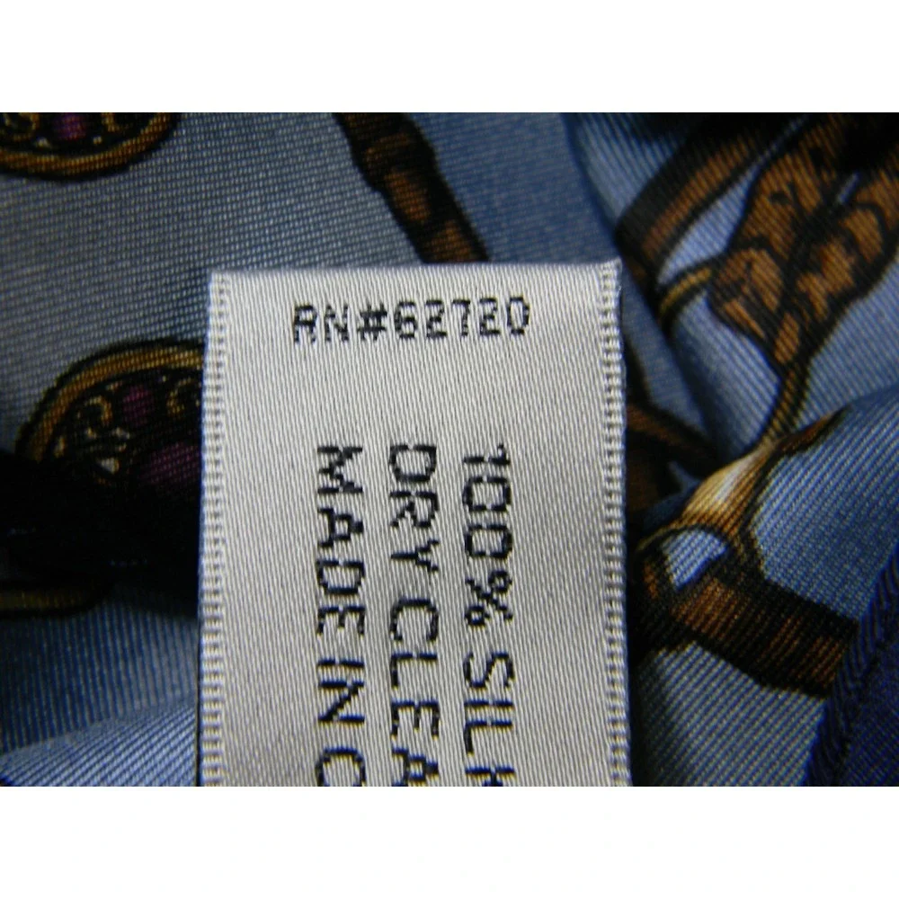 Adrienne Landau Studio 100% Silk Equestrian Scarf Blue Gold Horse Bit 11x52